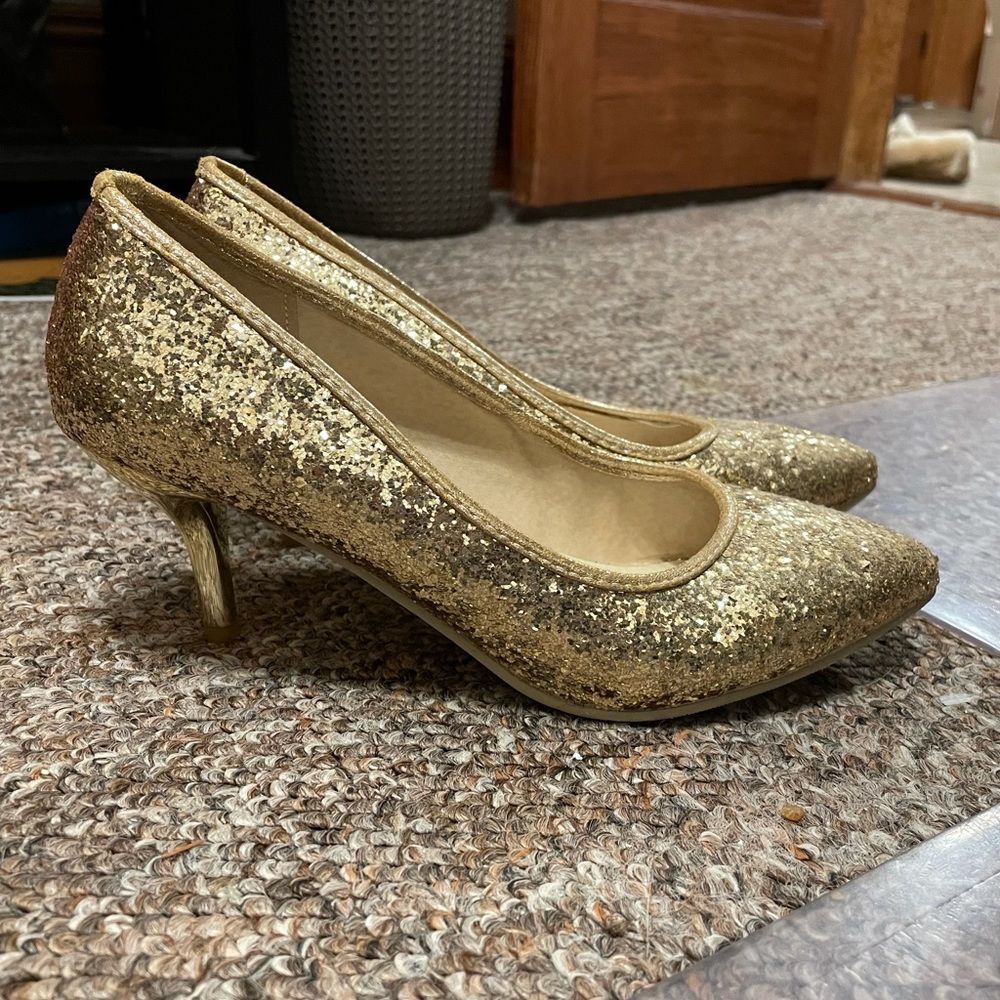Gold Sequin Heels